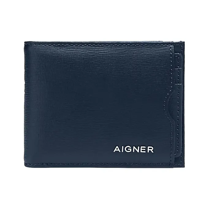 Aigner Wallets-Saffiano bill and card case midnight Blue