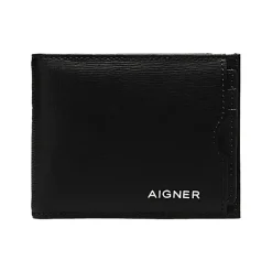 Aigner Wallets-Saffiano bill and card case black