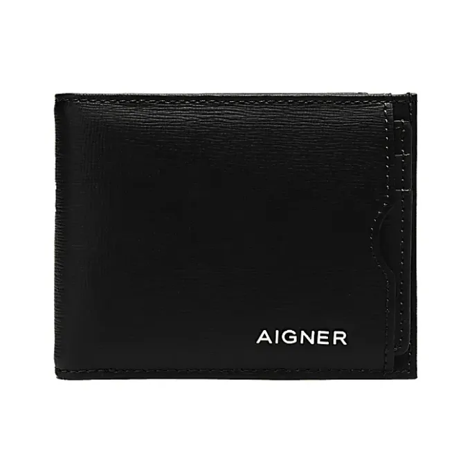 Aigner Wallets-Saffiano bill and card case black