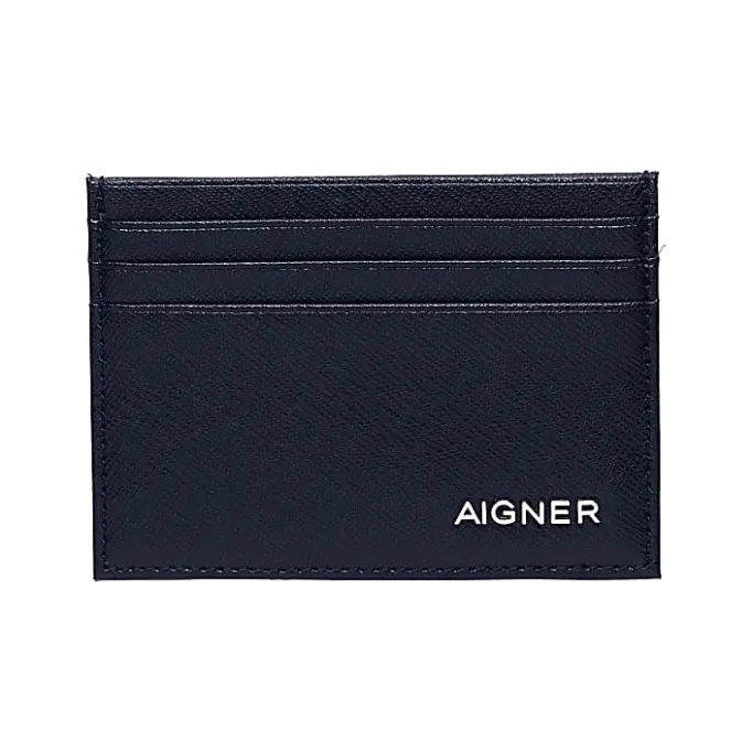 Aigner Wallets-Saffiano Card Case midnight Blue
