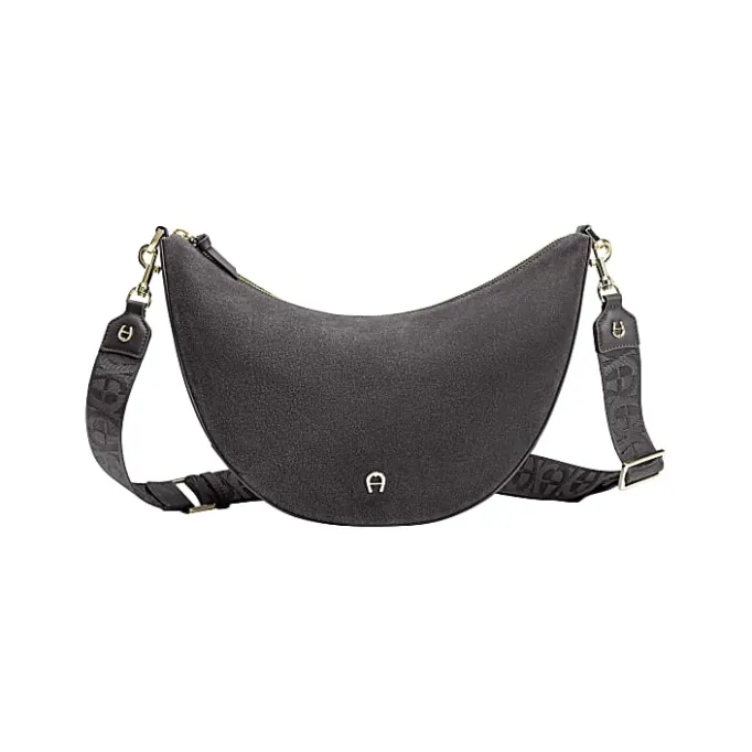 Aigner Bags-Zita Suede shoulder bag M night grey