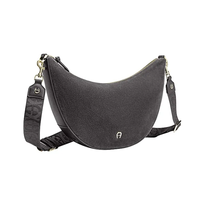 Aigner Bags-Zita Suede shoulder bag M night grey