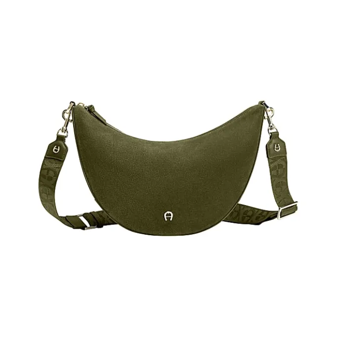 Aigner Bags-Zita Suede shoulder bag M dark olive