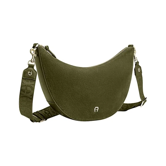 Aigner Bags-Zita Suede shoulder bag M dark olive
