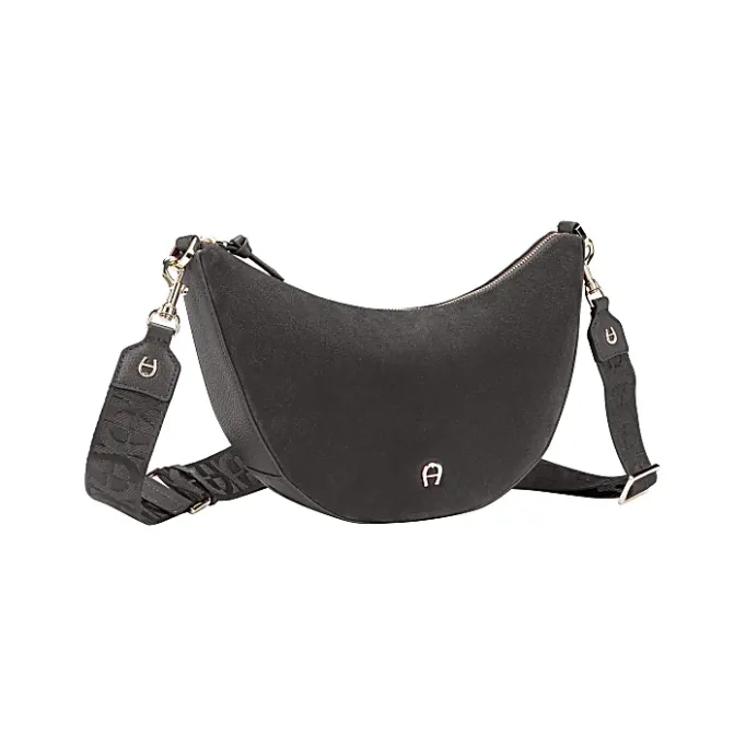 Aigner Bags-Zita Suede shoulder bag S night grey