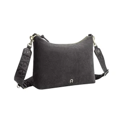 Aigner Bags-Zita Suede shoulder bag S night grey